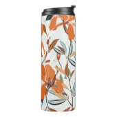 Vintages Orange Iris Blumenmuster Thermosbecher (Nach links gedreht)