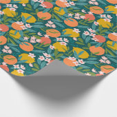 Vintages Orange & Lemon Blossom Muster Geschenkpapier (Ecke)