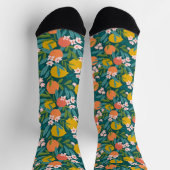 Vintages Orange & Lemon Blossom Muster Socken (Oben)