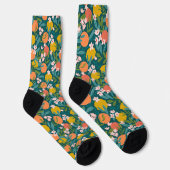 Vintages Orange & Lemon Blossom Muster Socken (Rechts)
