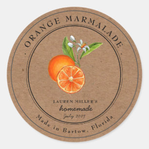 Vintages Orange Marmalade Kraft Papierjar Runder Aufkleber