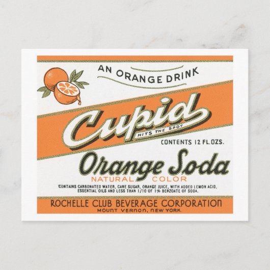 Vintages Orange-Soda-Etikett Postkarte (Vorderseite)