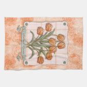 Vintages orange Tulpe-Pfirsich-Rosa-kariertes Handtuch (Horizontal)