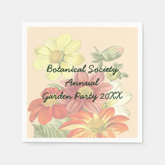 Vintages Orange und Gelbe Blumen Party Serviette (Vorderseite)