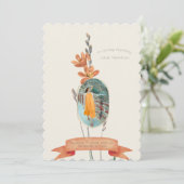 Vintages Orangefarbenes Foto-Beerdigungsprogramm Einladung (Stehend Vorderseite)