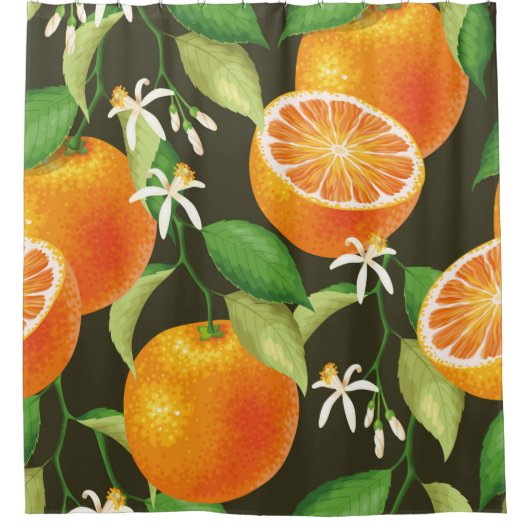 Vintages orangefarbenes Muster Duschvorhang (Vorderseite)