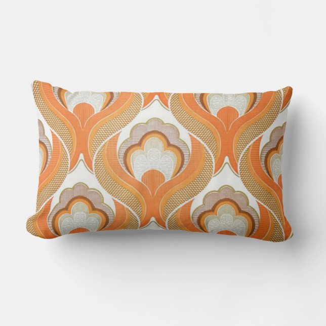 Vintages Orangefarbenes Muster Lendenkissen (Vorderseite)