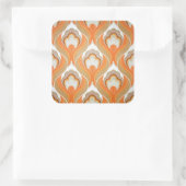 Vintages Orangefarbenes Muster Quadratischer Aufkleber (Tasche)