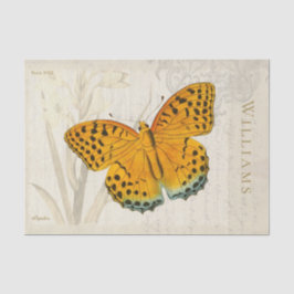 Vintages Orangen- und Schwarzschmetterlingspapier Seidenpapier