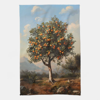 Vintages Orangenbaumgemälde Geschirrtuch