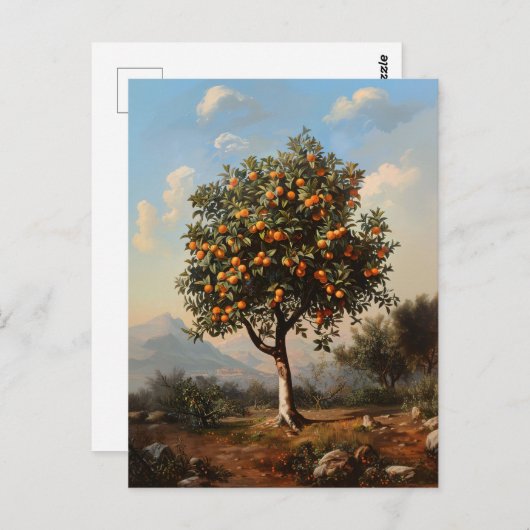 Vintages Orangenbaumgemälde Postkarte (Vorne/Hinten)