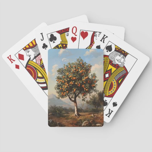 Vintages Orangenbaumgemälde Spielkarten (Rückseite)