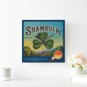 Vintages Orangenkratetikett Quadratische Wanduhr (Zuhause)