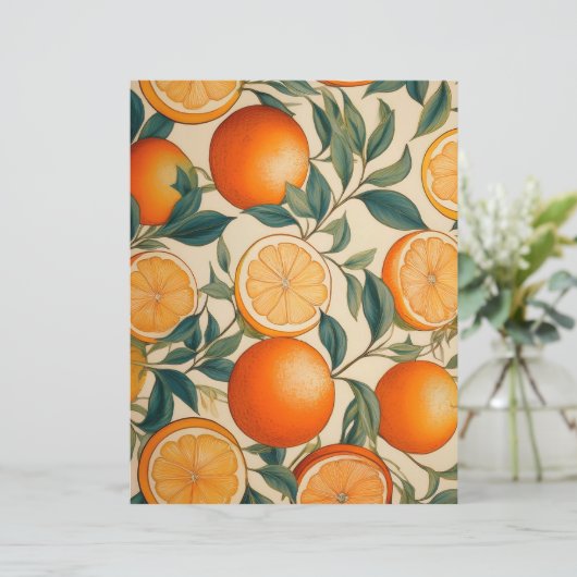 Vintages Orangenmuster-Stationärpapier (Stehend Vorderseite)