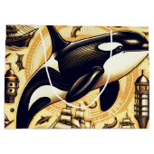 Vintages Orca-Nautische Muster Große Geschenktüte (Rückseite)