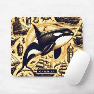 Vintages Orca-Nautische Muster Mousepad