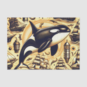 Vintages Orca-Nautische Muster Seidenpapier