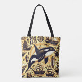 Vintages Orca-Nautische Muster Tasche (Rückseite)