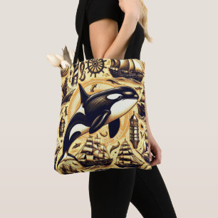 Vintages Orca-Nautische Muster Tasche