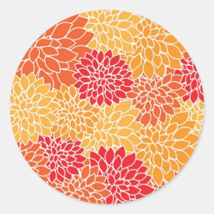 Vintages orientalisches Blumendesign in Rot und Or Runder Aufkleber