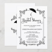 Vintages Ornament Schirmbildnis Brautparty Einladung (Vorne/Hinten)