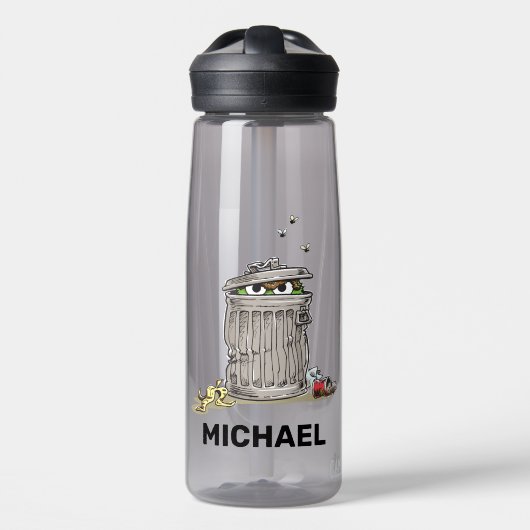 Vintages Oscar in Mülleimer | Name hinzufügen Trinkflasche (Vorne)