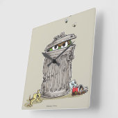 Vintages Oscar in Mülleimer Quadratische Wanduhr (Winkel)