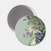 Vintages Ostereier mit blühenden violetten Blumen Magnet (Vorderseite/Rückseite)