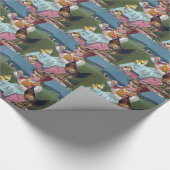 Vintages Ostereier mit Hühnern Geschenkpapier (Ecke)