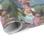 Vintages Ostereier mit Hühnern Geschenkpapier (Rolleneckpunkt)