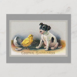 Vintages Osterfest für Welpen und Kinder Feiertagspostkarte