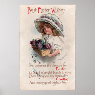 Vintages OsterGirl im Bonnet-Poster Poster