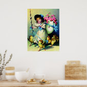 Vintages OsterGirl und Baby Chicks Poster (Küche)