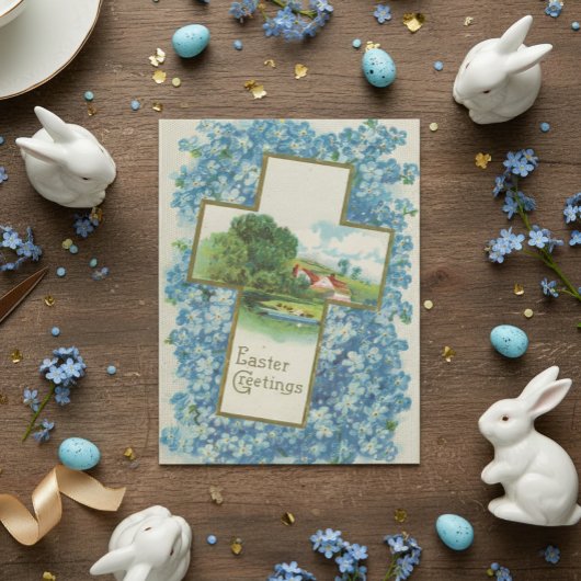 Vintages Ostergrußkreuz Postkarte