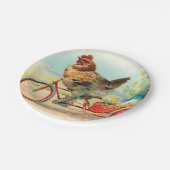 Vintages Osterhühnchen Reiten eines Fahrrad Ostere Pappteller (Schrägansicht)