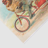 Vintages Osterhühnchen Reiten eines Fahrrad Ostere Seidenpapier (Ausschnitt)