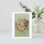 Vintages Osterkind mit Barn Yard Postkarte (Stehend Vorderseite)