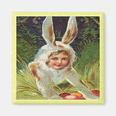 Vintages Ostermädchen in Bunny Costume, ZSSG Magnet (Vorne)