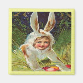 Vintages Ostermädchen in Bunny Costume, ZSSG Magnet