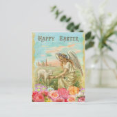 Vintages Ostern. Engel und Lamm Feiertagspostkarte (Stehend Vorderseite)