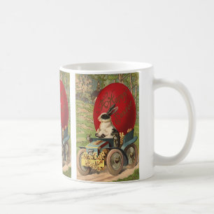 Vintages Ostern, Kanincheneier Automobil Kaffeetasse