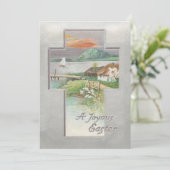 Vintages Ostern Landschaftskreuz Feiertagskarte (Stehend Vorderseite)