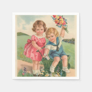 Vintages Ostern scherzt Papierservietten