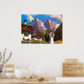 Vintages Österreich, Bildstock, Tiroler Dorf Poster (Küche)