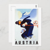 Vintages Österreich Skifahrerplakat Postkarte (Vorne/Hinten)