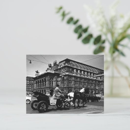Vintages Österreich - Wiener Fiaker Staatsoper Postkarte (Stehend Vorderseite)