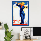 Vintages österreichisches Skiplakat Poster (Heimbüro)
