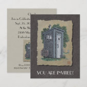 Vintages Outhouse Einladung (Vorne/Hinten)