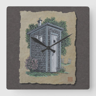 Vintages Outhouse Quadratische Wanduhr