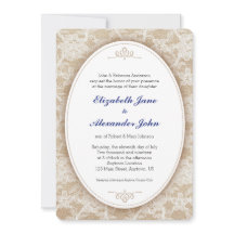 Vintages Oval auf Burlap- und Lace-Hochzeit